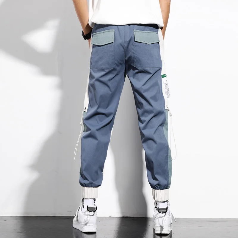 

2020 Men Joggers Pencil Pants Color Patchwork Streetwear Casual Sweatpants Pant Hip Hop Slim Fit Trousers Pocket Male WO254