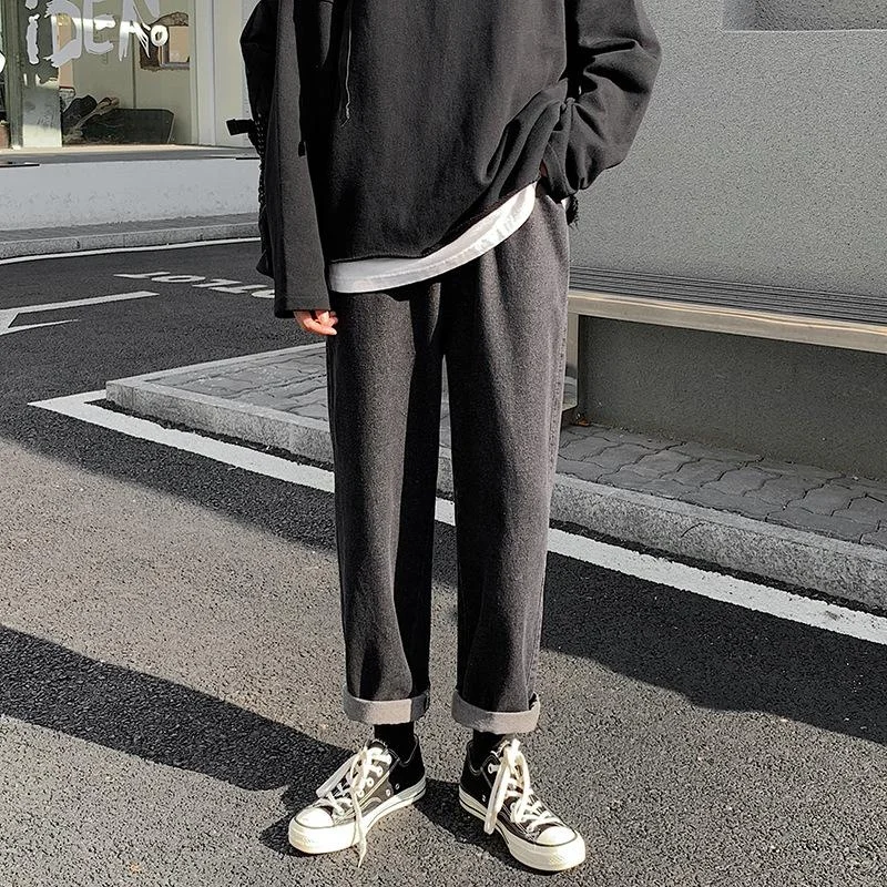 

New Loose Men Jeans Male Trousers Simple Design High Quality Cozy All-match Students Daily Casual Straight Denim Pants -40