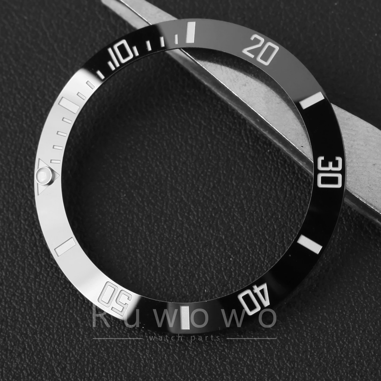 Quality Watch Part 38mm ceramic bezel for submariner case white gold plated original luminous