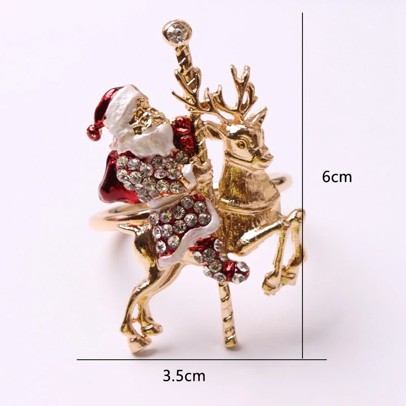 

12PCS Christmas Reindeer Napkin Ring Button Restaurant Hotel Dining Table Santa Claus Napkin Ring