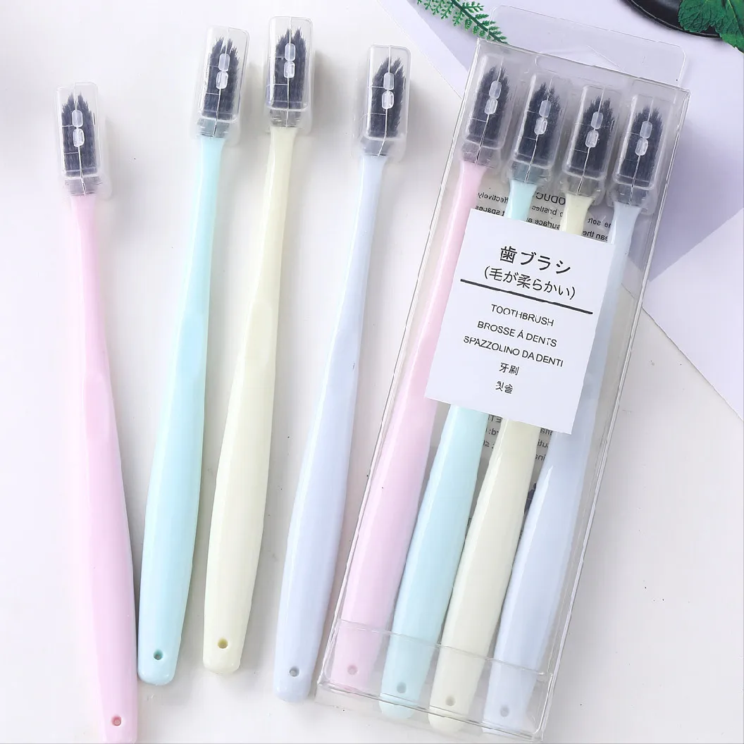 4 шт./коркор. набор мягких зубных щеток с ручкой из пшеничной соломы твердые