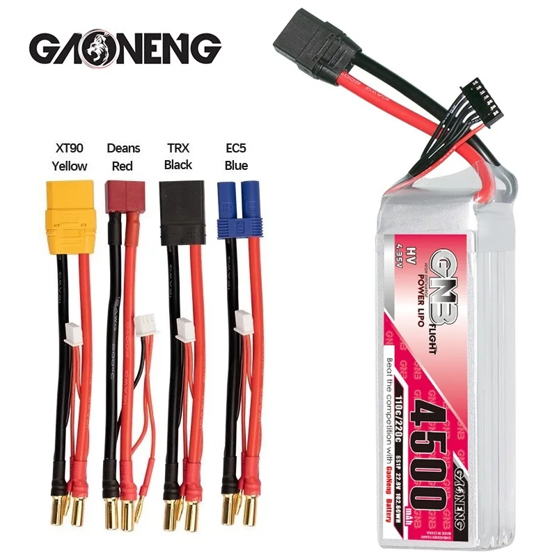 

GNB GAONENG 4500mAh 22.8V 6S 110C/220C LiPo Battery for 1:8 1/8 RC Car Four Drive Off-Road Boat for FPV Drone Helicopter