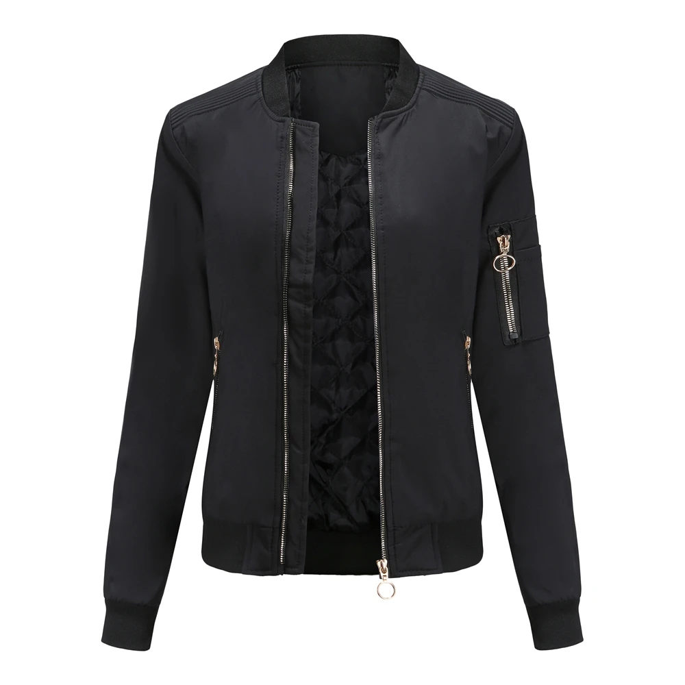 

2021 New Autumn Women's Jacket Baseball Coat Women Casual Solid Color Femme Kpop Jacket Outwear Bomber
