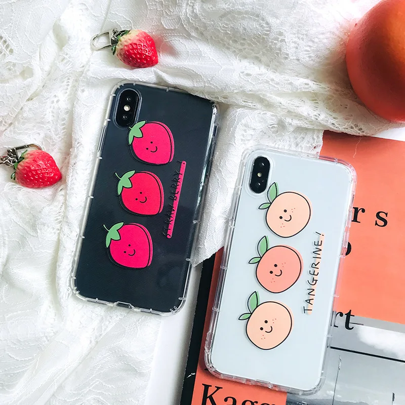

Strawberry Phone Case for iPhone 11 12pro Orange Shell for iPhone 7 8 XR XS 7/8 Plus Silicone Phone Cover for iPhone 6 6S 6 Plus