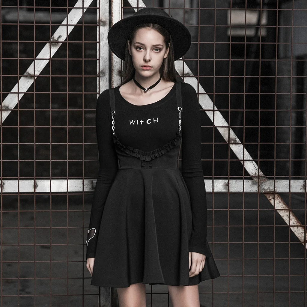 Женская юбка с металлической цепочкой Готическая облегающая в стиле панк-рейва