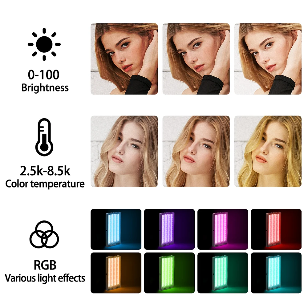 Переносная перезаряжаемая RGB видео светильник Панель заполните лампы для селфи