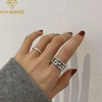 xiyanike silver color korean braided wide ring female fashion opening distressed trend ethnic style handmade jewelry