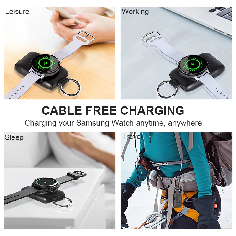 wireless charger portable for samsung galaxy watch 4 magnetic usb c charging dock for galaxy 3active 2 1400mah power bank free global shipping