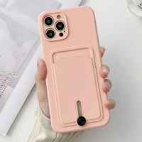liquid silicone wallet card holder phone case for iphone 12 11 pro max xr x max 12mini 7 8 plus shockproof lens protection cover