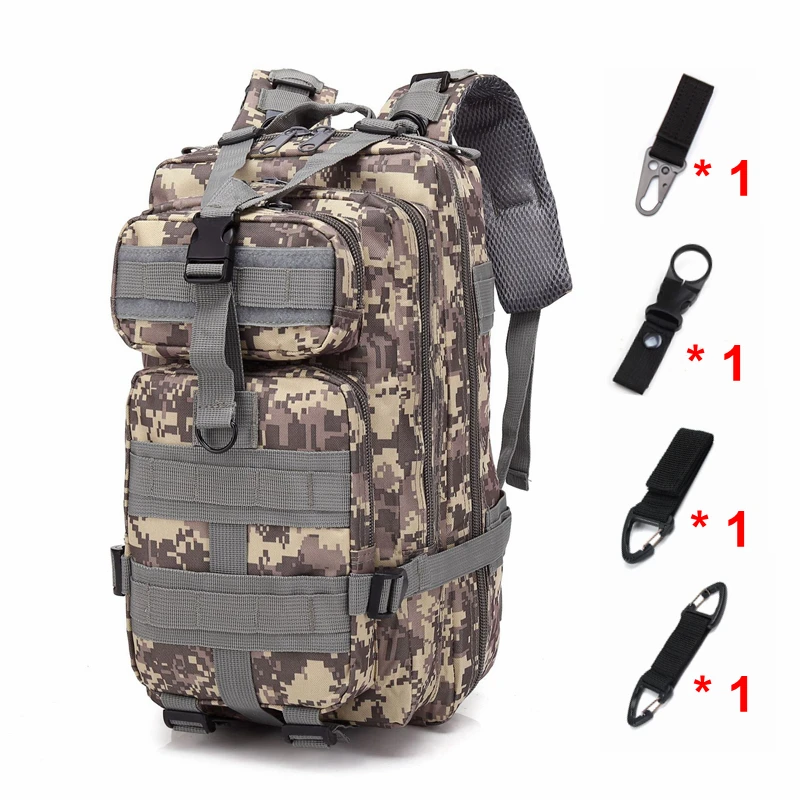 ACU and hooks Открытый походный рюкзак военный тактический Molle рюкзак камуфляж большой емкости Кемпинг Альпинизм Охота Дорожная Спортивная Сумка - Цвет: ACU and hooks