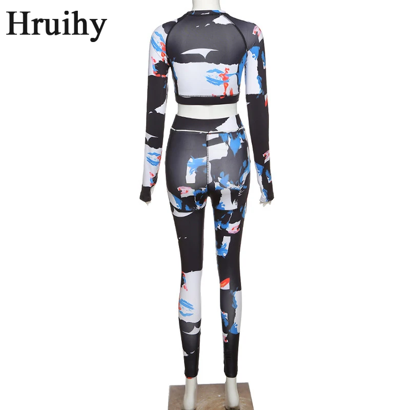 

New Spring Autumn Suit Sets Crop Tops Long Pants Print Casual Women Sets Sport Fitness Fashion Women's Tracksuit Knitted