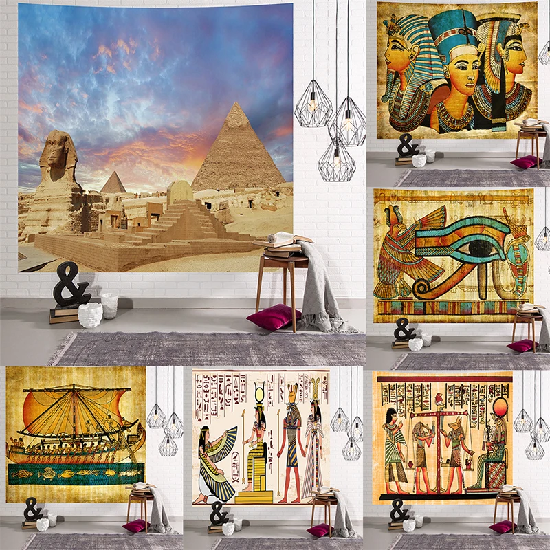 Желтый древний Египетский гобелен настенный подвесной винтажный с принтом
