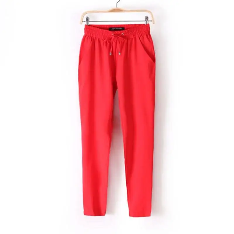 

Autumn Spring Full Pants Summer Large Size Cotton Linen Vintage Trousers Casual Solid Drawstring Harem Pant 5XL PLUS SIZE
