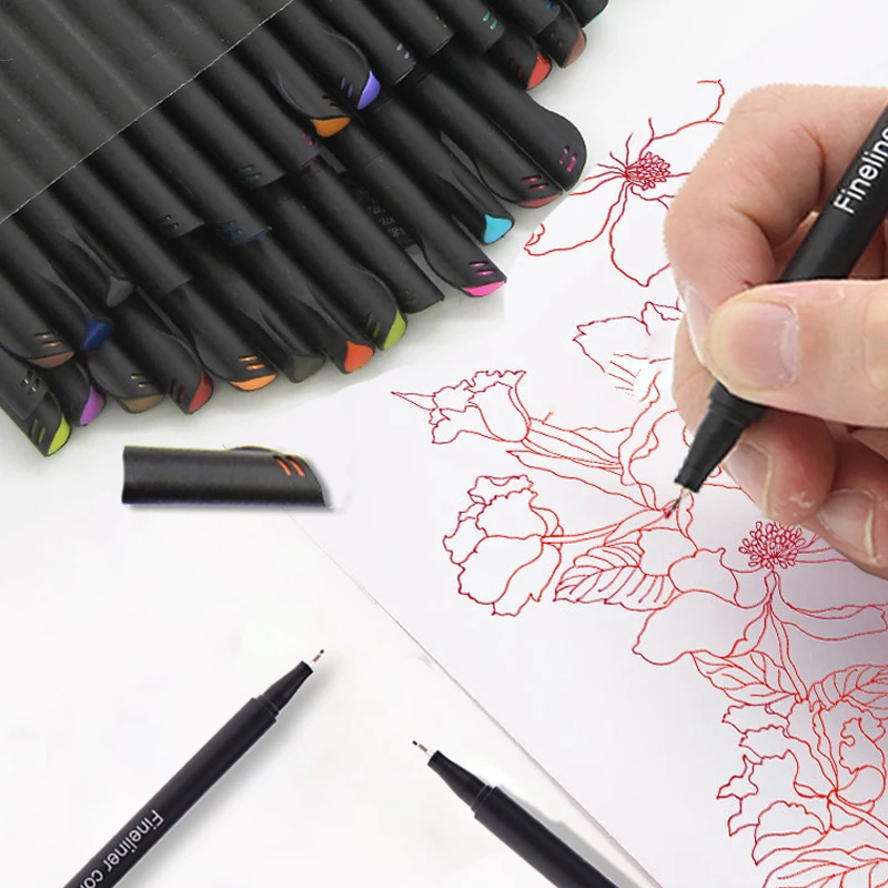 60 Цвет тонко пишущие 0 4 мм набор чертежный вкладыш кисть художественный маркер