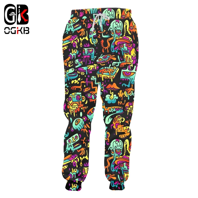 

OGKB Mens Jogger Pants Casuals 3d Psychedelic Graffiti Printed Men Sports Pants Comfortable Streetwear Oversized 6XL