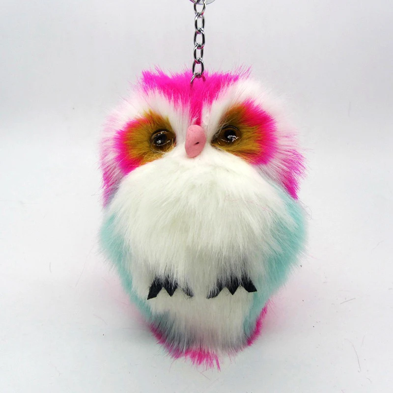 

Cute Fluffy Owl Keychain Pendant Women Key Ring Holder Faux Fur Pompoms Key Chains For Handbag Plush Keyring