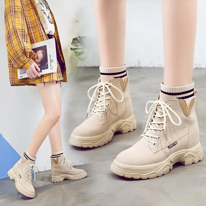 

New Women Girl Martin Snow Boots Boots Korean British Style Woman Leather Sneakers Casual Women's Boot Trend