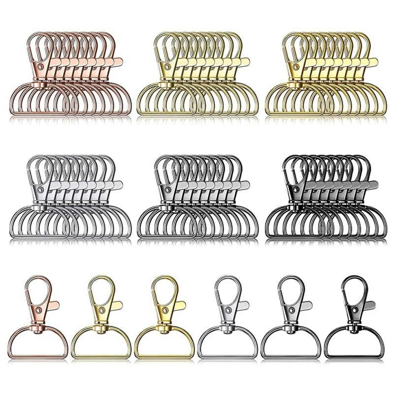 

48Pcs D Ring Swivel Lobster Claw Clasp Push Gate Snap Hooks Trigger Clips Swivel Clasps DIY Crafts Supplies 6 Colors K3ND
