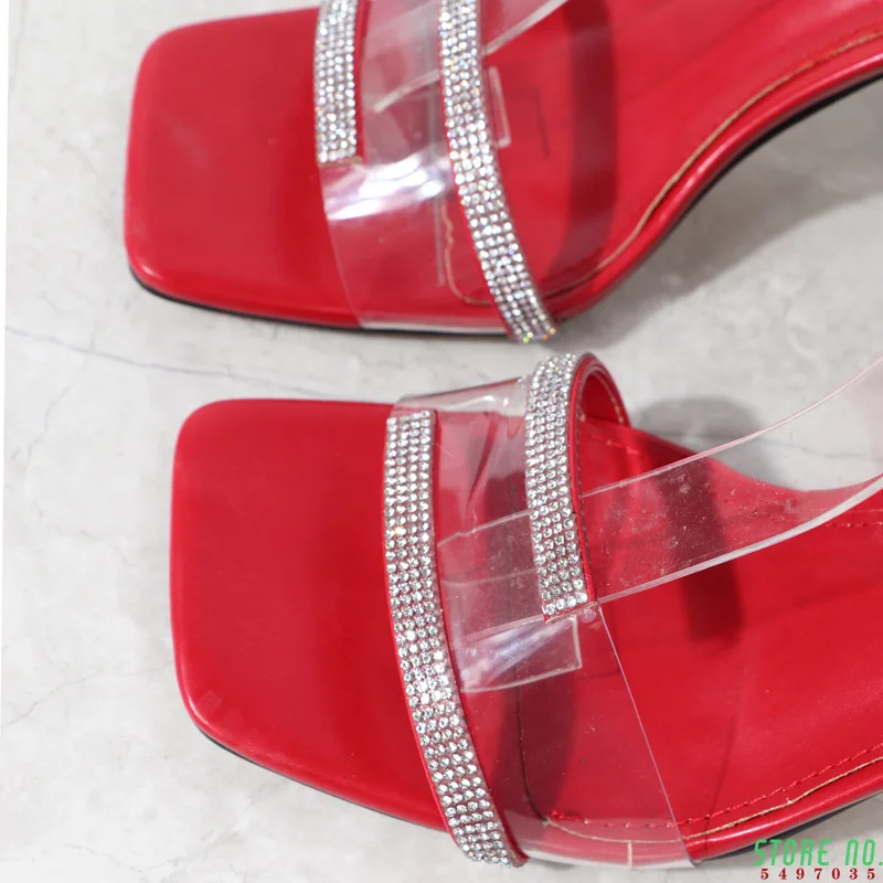

Sandals Women Summer High Heel Rhinestone Clear Strap Sandals Luxury Blingbling Transparent Heel Women Sandals Elegant 2021 New