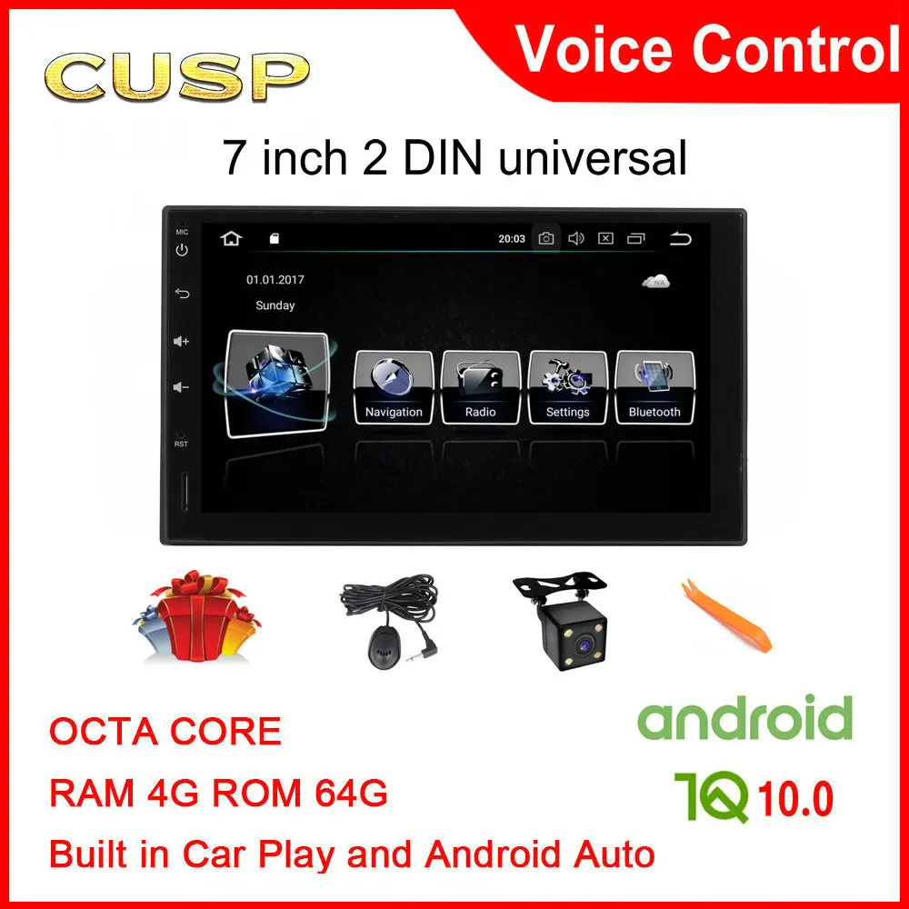 

7 inch Android 10 universal Car Player 2 din 4G RAM+64G ROM CUSP android car radio GPS NAVIGATION WIFI Bluetooth RearCAM CarPlay