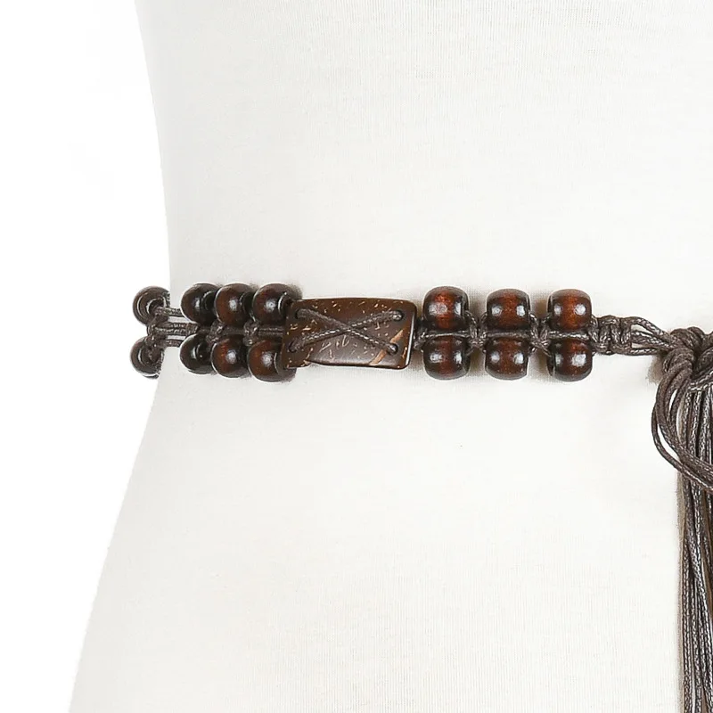 Дизайнерские ремни для девушек Плетеный женский ремень из конфетной древесины