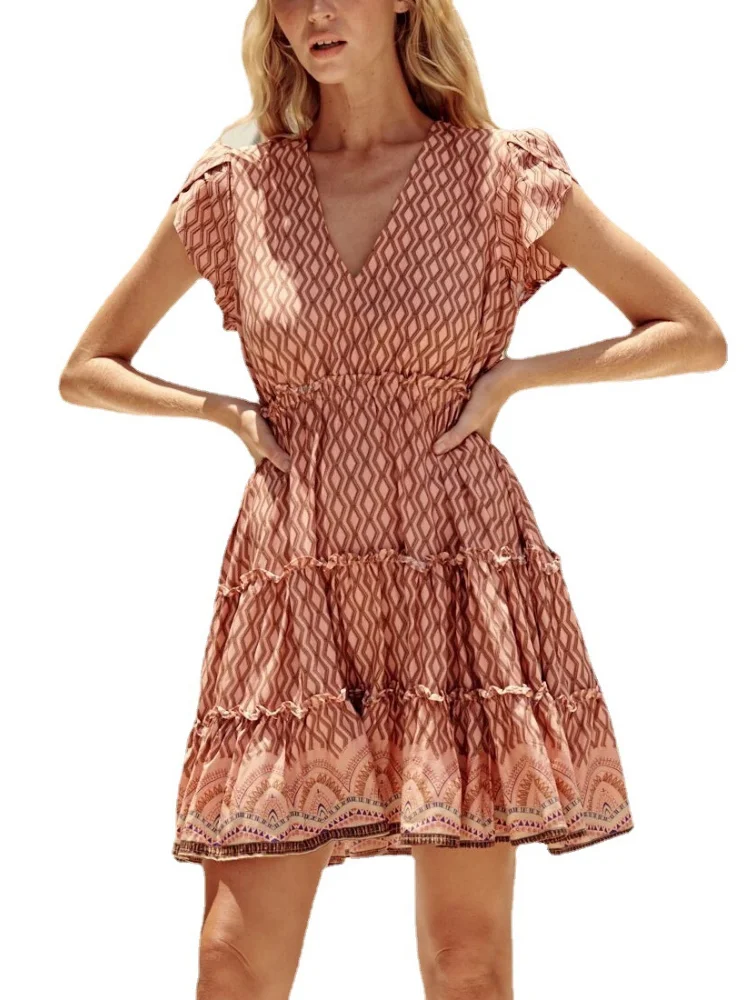 

Spring New Printed Dress Women's Dress Skirt Skirt