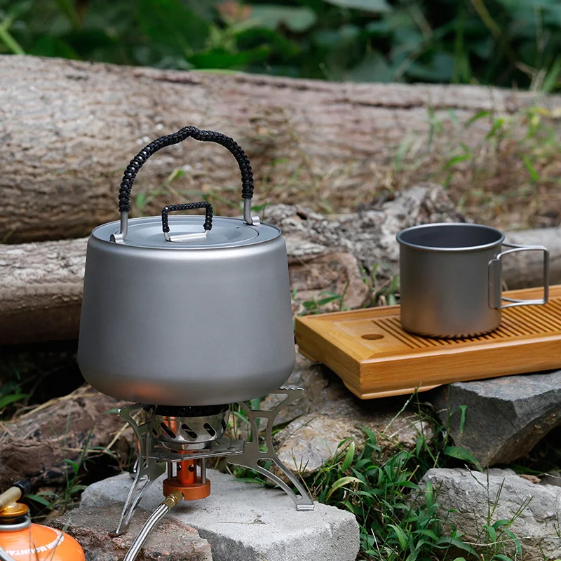 

1.4L Titanium Kettle Ultra-light Portable Water Kettle Outdoor Camping Hiking Teapot Bacteriostatic Tableware