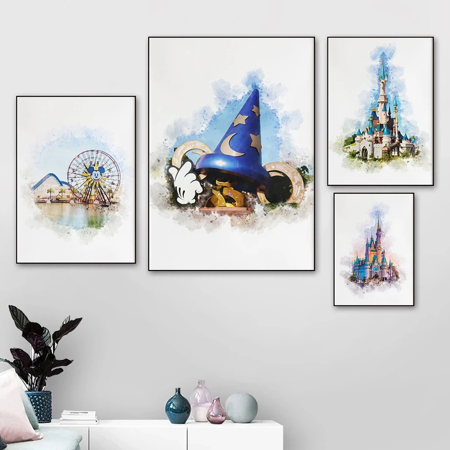 

Disney Princess Dream Castle Anime Poster Canvas Painting Posters and Prints Wall Art Pictures for Living Room Decoration