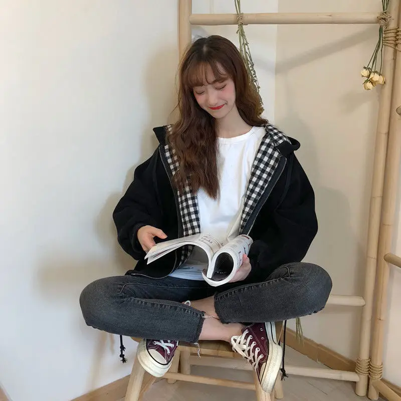 Куртка Женская Базовая в Корейском стиле мешковатая верхняя одежда для