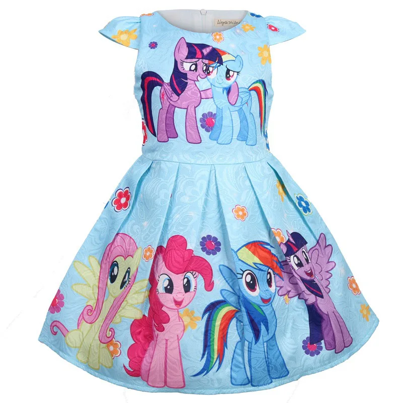 Платье для маленьких девочек платья с изображением пони мультяшный костюм