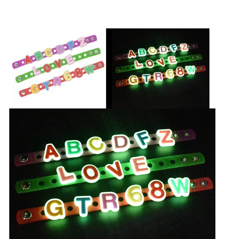 

100 шт. светится в темноте с рисунком «крокодил» подвески для обуви письма ПВХ обувь аксессуары мультфильм украшения для девочек подарок уп у...