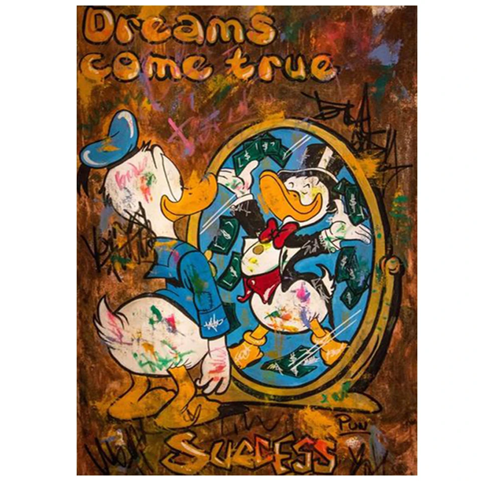 

5D DIY Diamond Painting Disney Graffiti Dream Come True Success Donald Duck Cross Stitch Embroidery Mosaic Handmade Gift