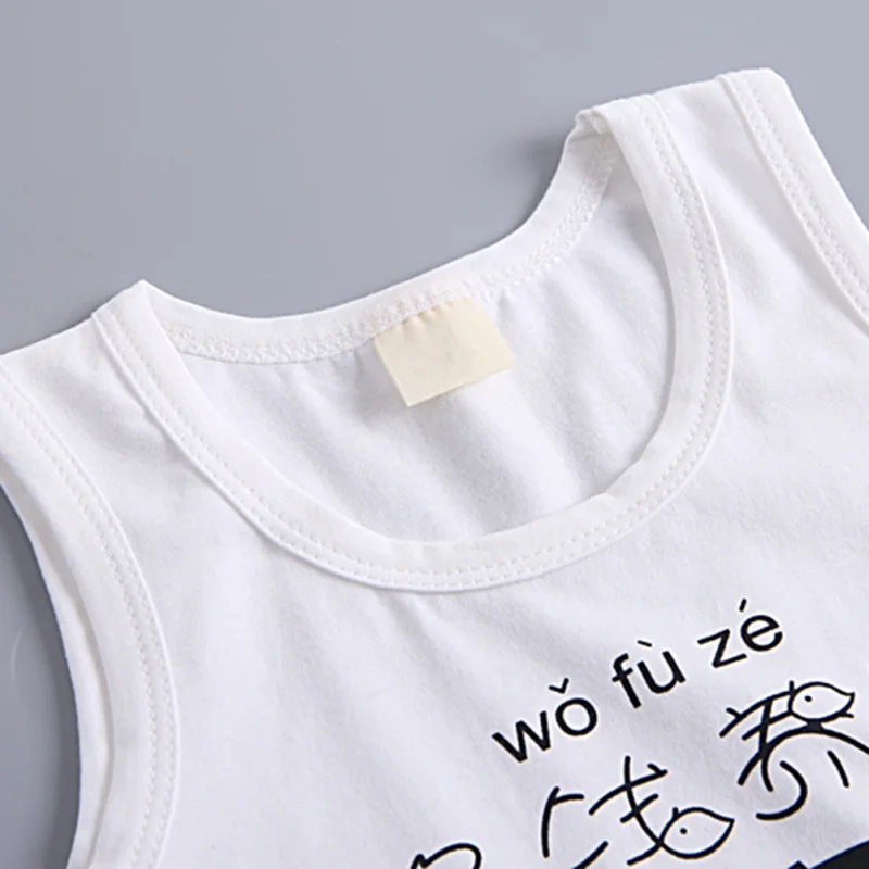 2019 HOT Baby Clothes Summer Boys Girls Casual Sleeveless Cartoon Words Print T-shirt Tops+Shorts Suits Costume Set | Детская одежда и