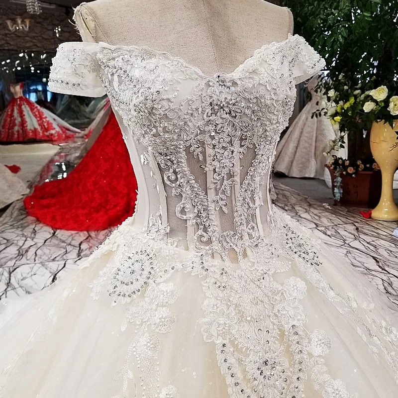 Бальное платье LS75278 свадебные платья 2020 с открытыми плечами со шнуровкой длинным