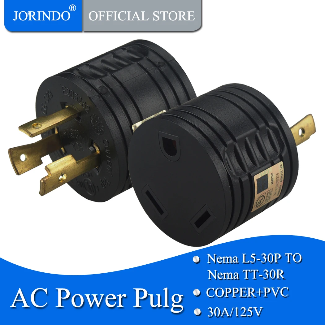 Jorinдо [L5 30P to TT 30R] UL CUL RV 30 AMP 3 Prong адаптер для генератора Nema L5 Male 30R Female Plug|Удлинители