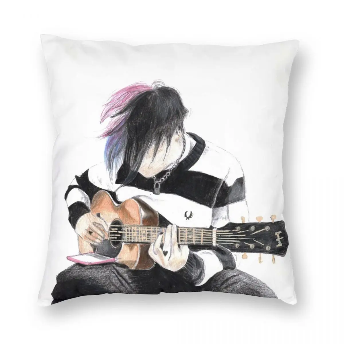 

Yungblud Guitar Pillowcase Polyester Linen Velvet Creative Zip Decorative Room Cushion Cover