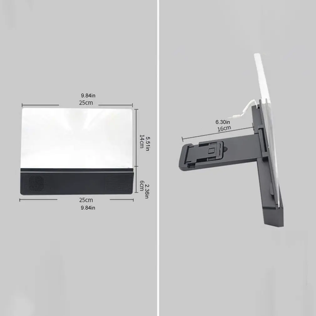 

Professional Black Universal Mobile Phone Screen Magnifier 3D Video Hd Large-Screen Speaker Amplifier Stand Bracket Durable