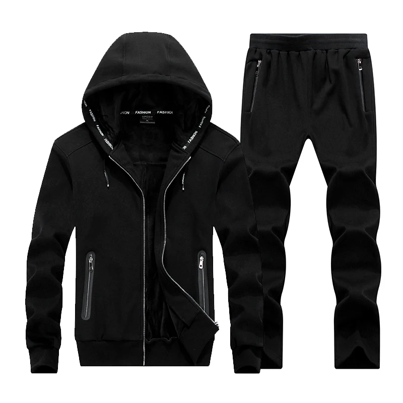 Men's Winter Tracksuit New Fashion Sportswear Set Thicken Suit Male 2 Piece Hooded Jacket+Pants Quality Clothing Plus Size 8XL