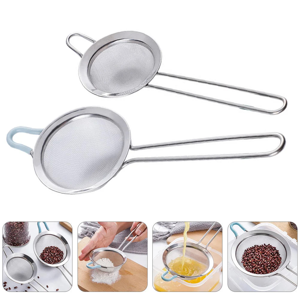 

2pcs Kitchen Baking Sifting Tools Sugar Colander Mesh Portable Flour Strainer