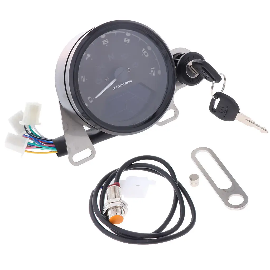 

Motorcycle Modified Odometer Speedometer Gauge LED Display Black Shell