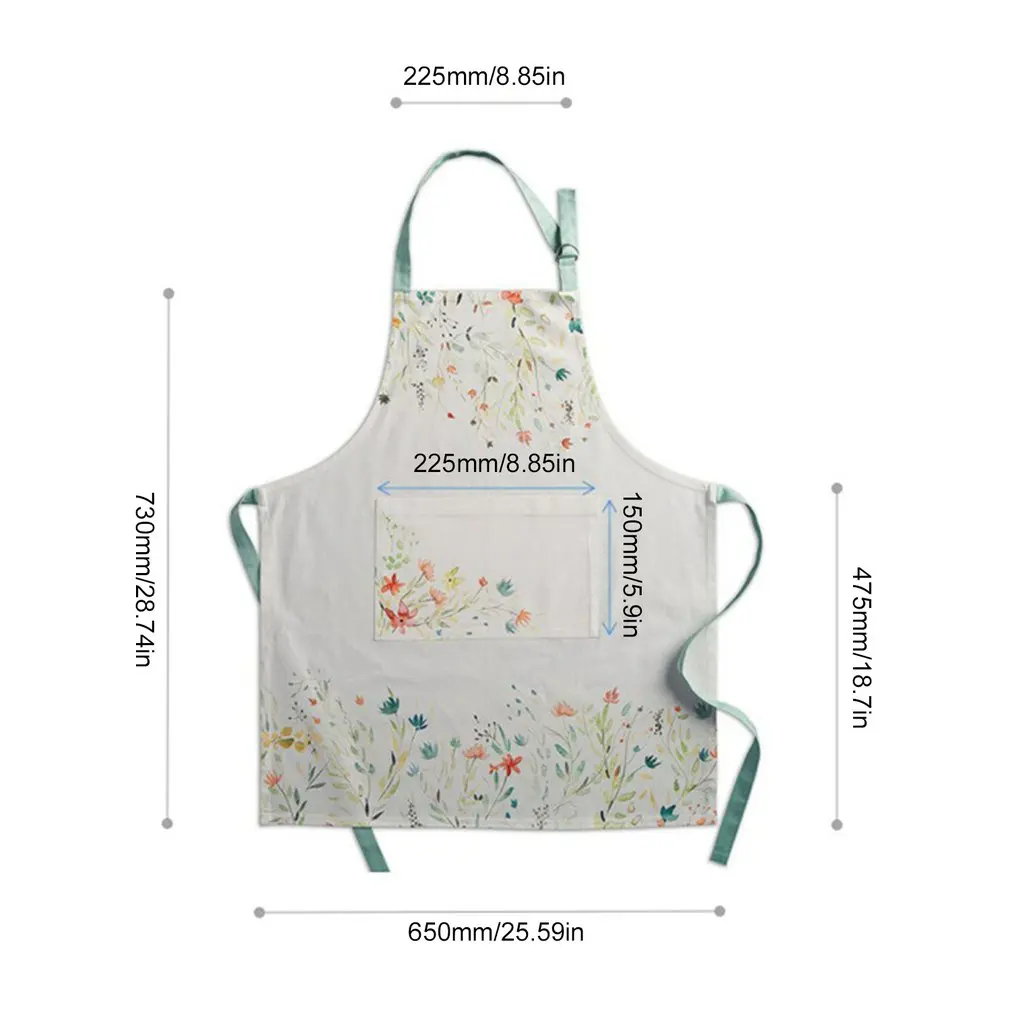 

1pc Japanese Floral Apron Sleeveless Halter Neck Fashion Cotton Canvas Dustproof And Stainproof Apron