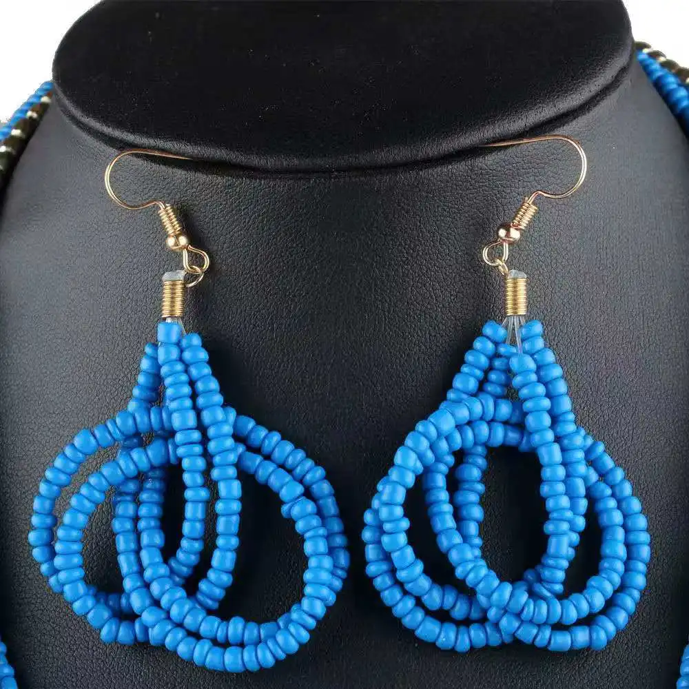 

Boho Antique Beads Layered Chain Necklaces for Women African Statement Tibetan Long Tassel Hawaiian Bohemian Maxi Jewelry Women