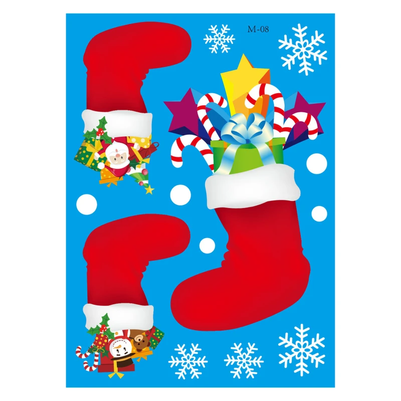 Милые Мультяшные рождественские наклейки на окна с изображением снеговика