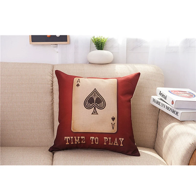 Печать покерные лопаты хлопок льняная Подушка Диван Лондонский автомобиль