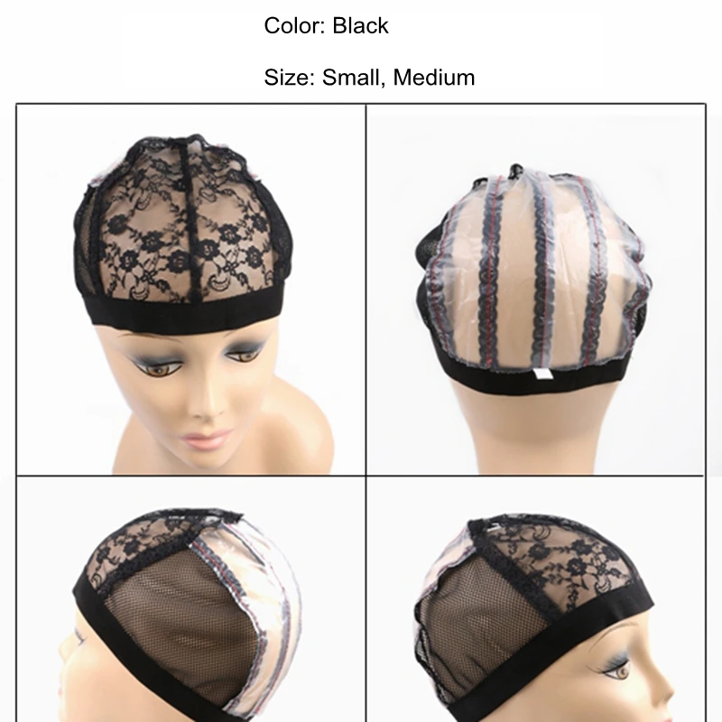 

5pcs Black Wig Cap for making wigs without adjustable straps elastic band weaving dome cap hairnets