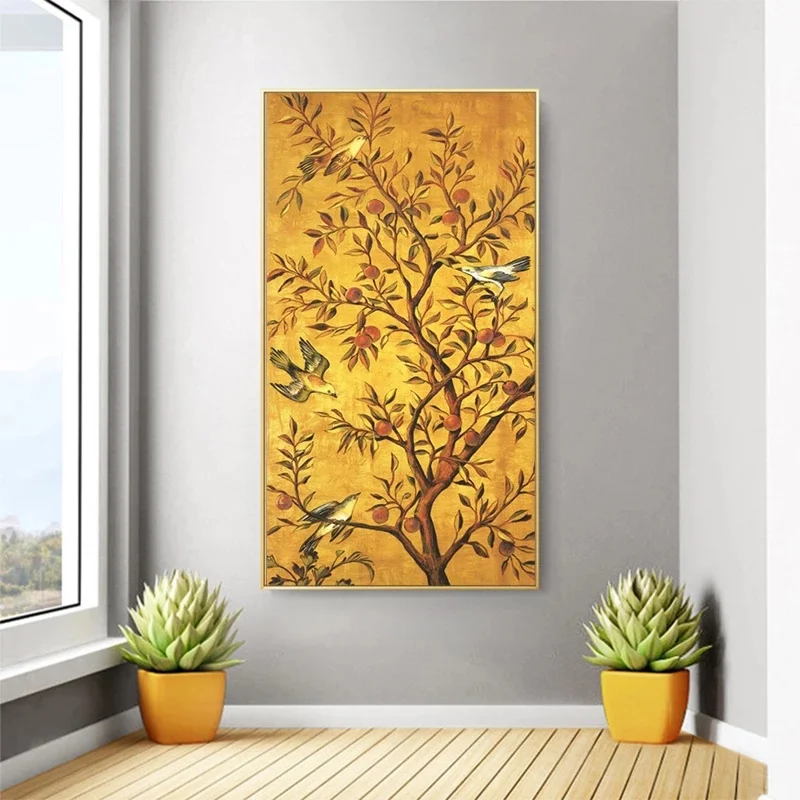 

Traditional Fortune Tree and Birds Oil Painting on Canvas Posters and Prints Cuadros Wall Art Pictures For Living Room