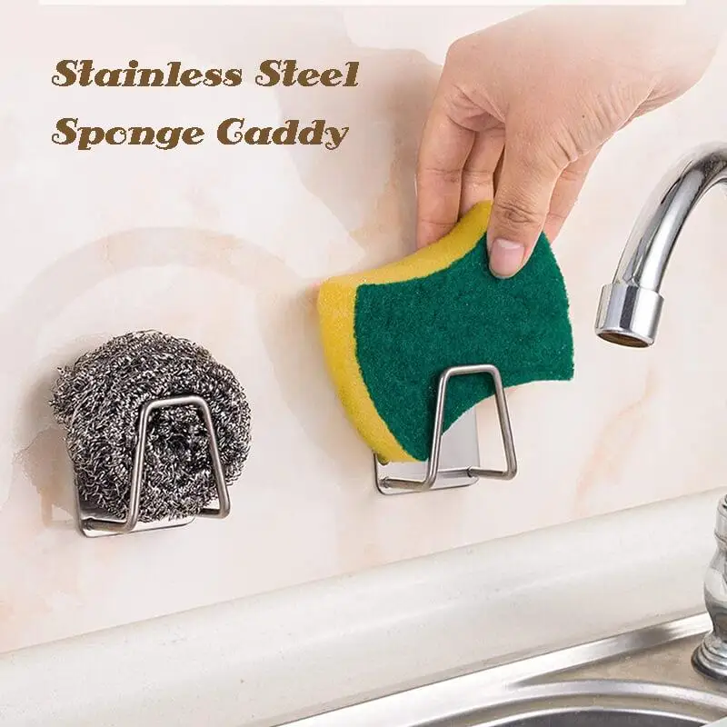 

Stainless Steel Sponge Caddy Kitchen Supplies Sponges Drain Plug Caddy Dishcloth Shovel Rack Wall Hanging Sink Shelf For Kirchen