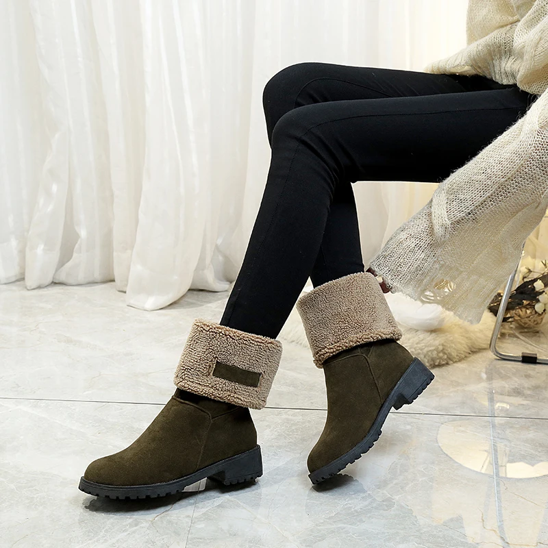 B.I.M. 2 стиля; Botas femininas; зимние ботинки; сезон осень-зима; Короткие Плюшевые Теплые женские ботинки на квадратном каблуке; mujer; большие размеры 35-40; T173
