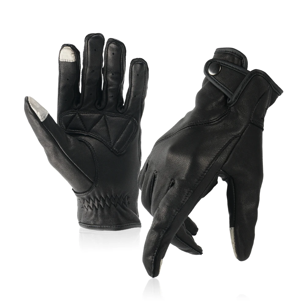 

Retro Leather Motorcycle Gloves Touchscreen Protective Gear Racing Full Finger Racing Biker Riding Driving Motorbike Glove