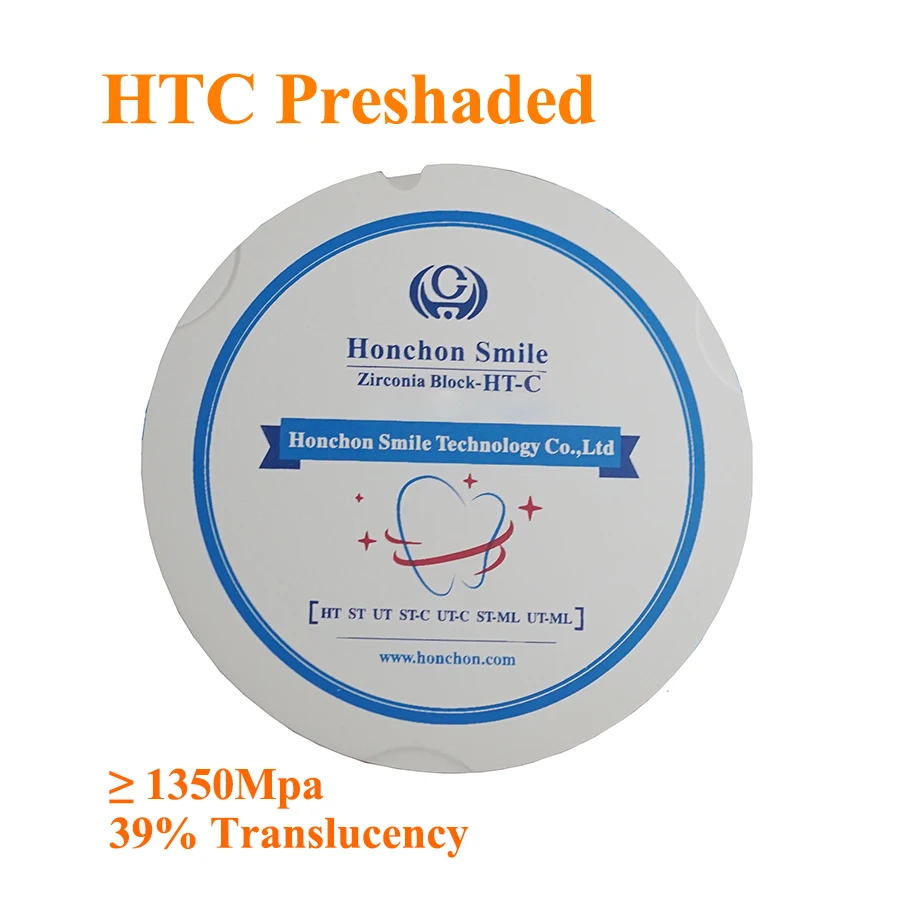 HT C 95*14 мм CAD/CAM зубной предварительно загруженный циркониевый диск 39%